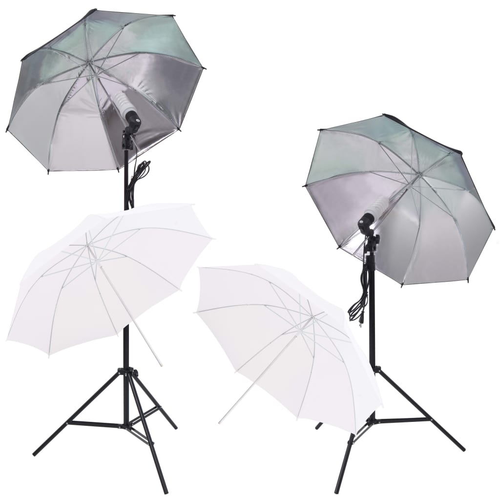 vidaXL Fotostudiosett med softboks lys, paraplyer, bakgrunn, reflektor