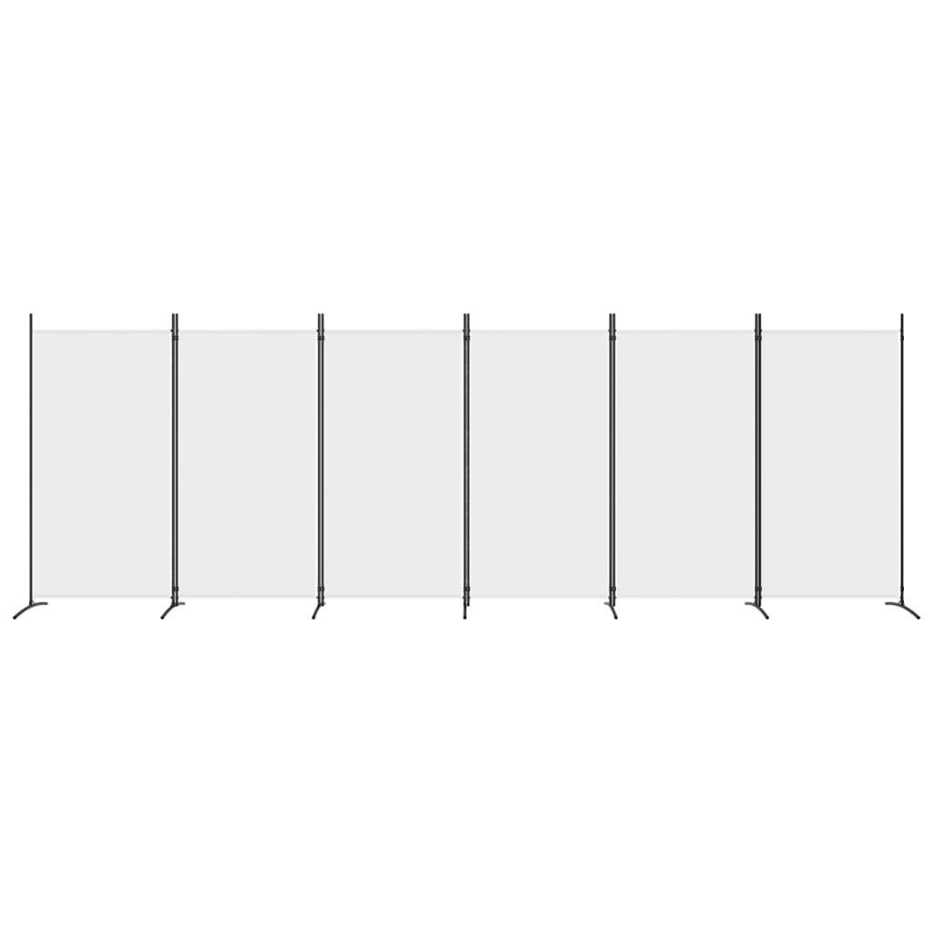 vidaXL Romdeler med 6 paneler hvit 520x180 cm stoff