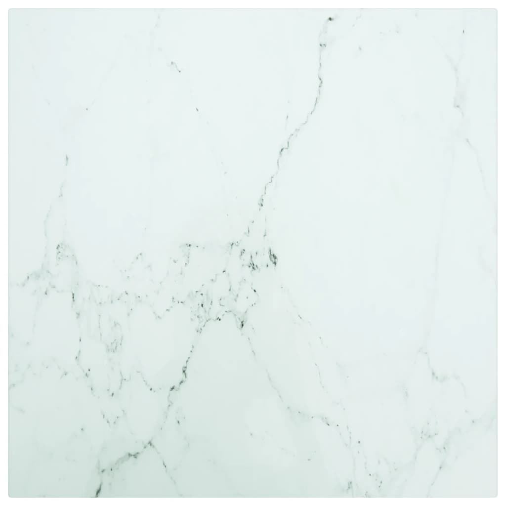 vidaXL Bordplate hvit 40x40 cm 6 mm herdet glass med marmor design