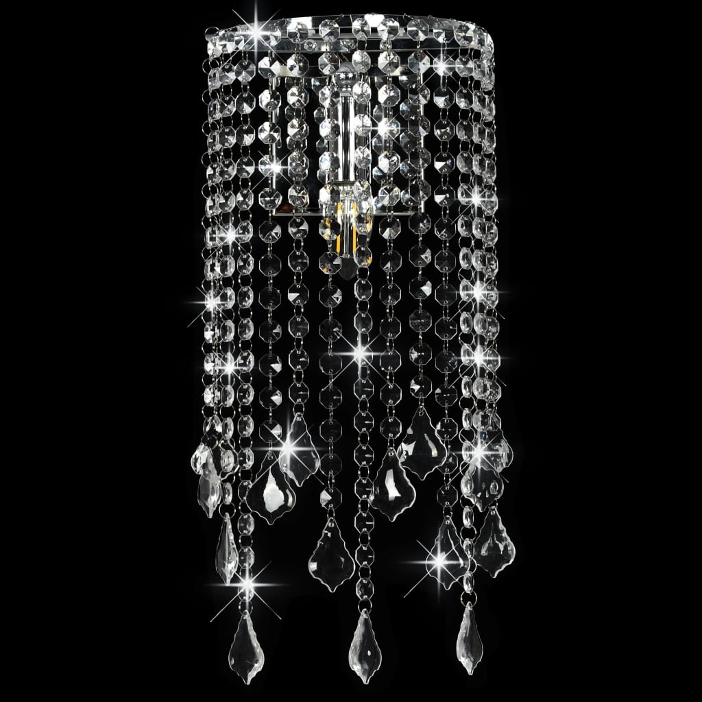 vidaXL Vegglampe med krystallperler sølv rektangulær E14 lyspærer