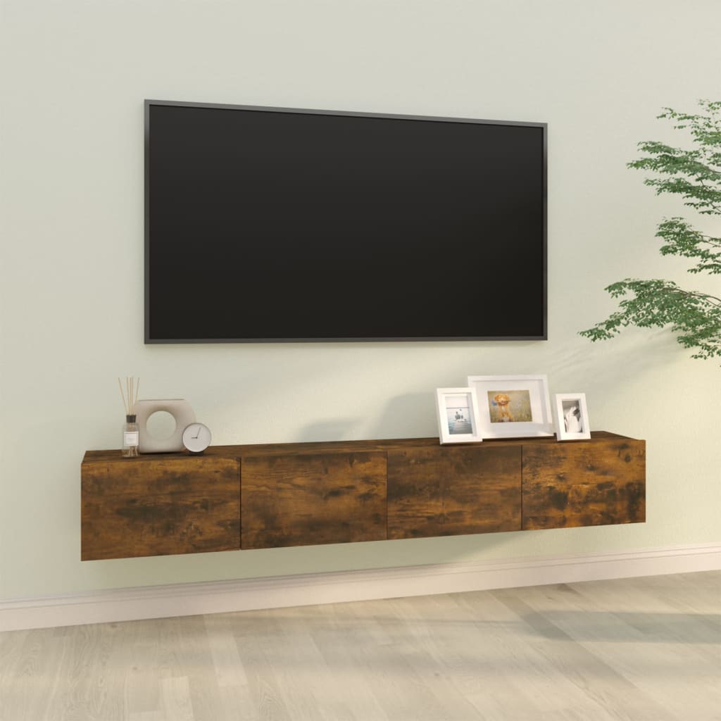 vidaXL Vegghengte TV-benker 2 stk røkt eik 100x30x30 cm konstruert tre