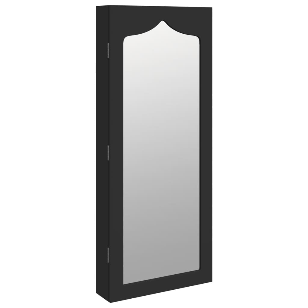 vidaXL Vegghengt smykkeskap med speil svart 37,5x10x90 cm