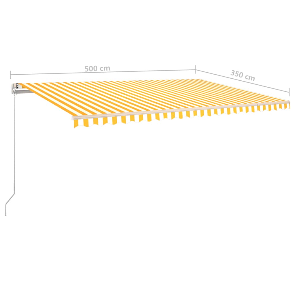vidaXL Automatisk markise med vindsensor og LED 5x3,5 m gul og hvit