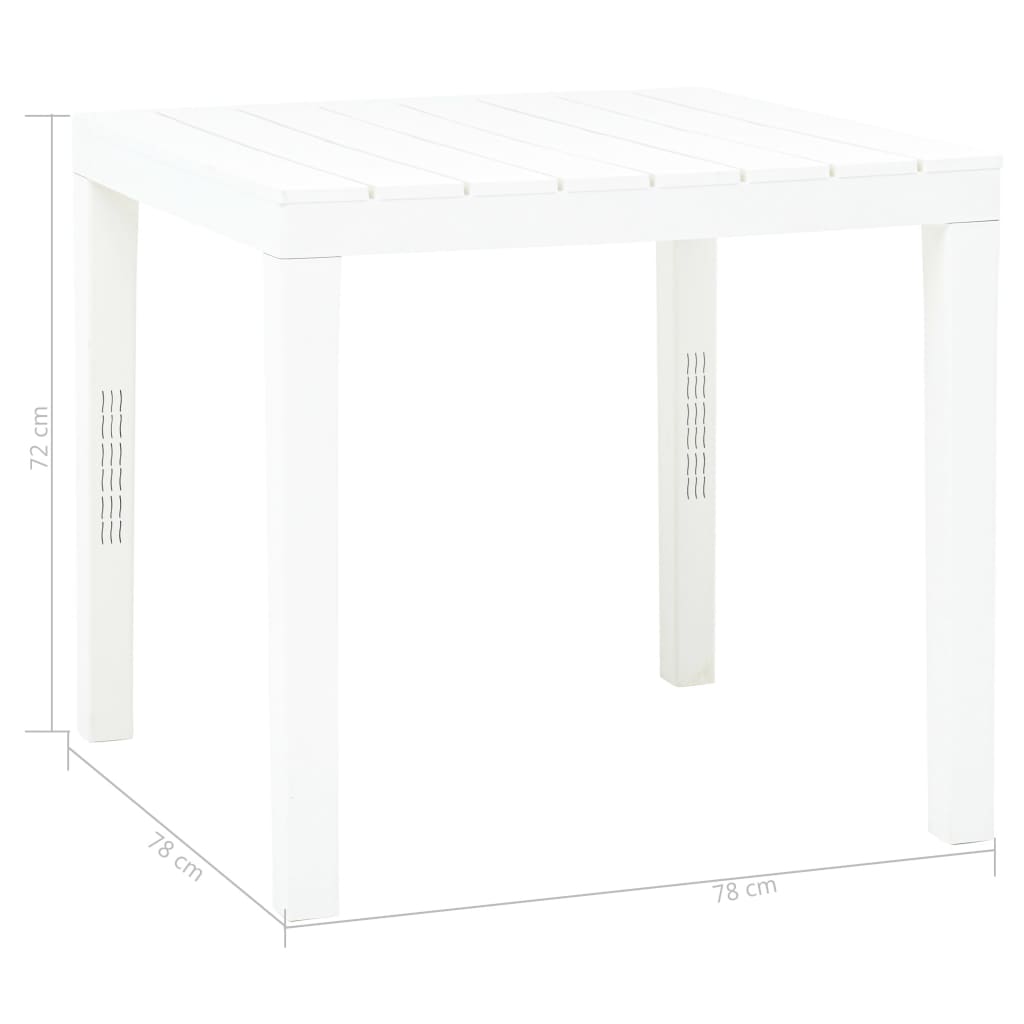 vidaXL Hagebord med 2 benker plast hvit