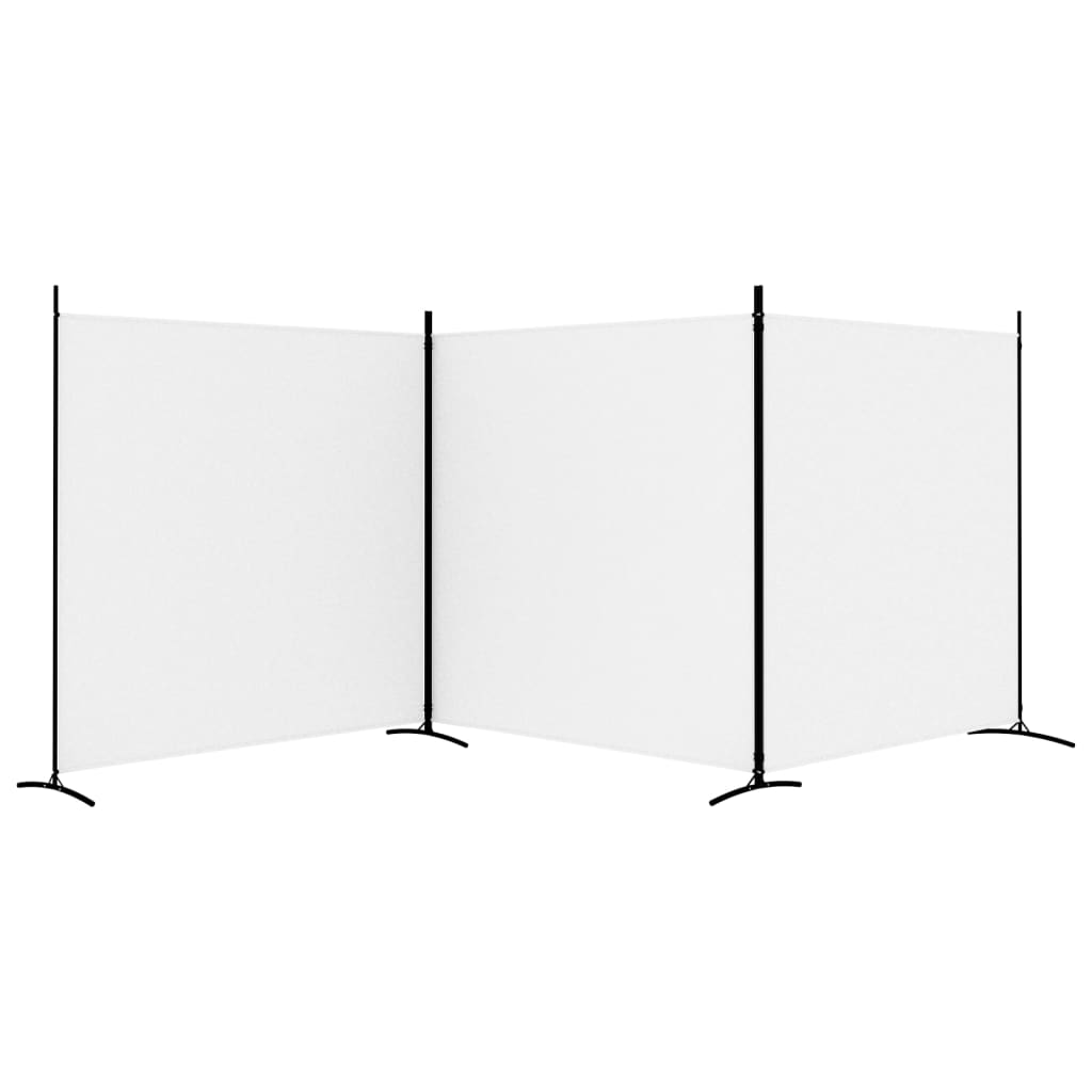 vidaXL Romdeler 3 paneler hvit 525x180 cm stoff
