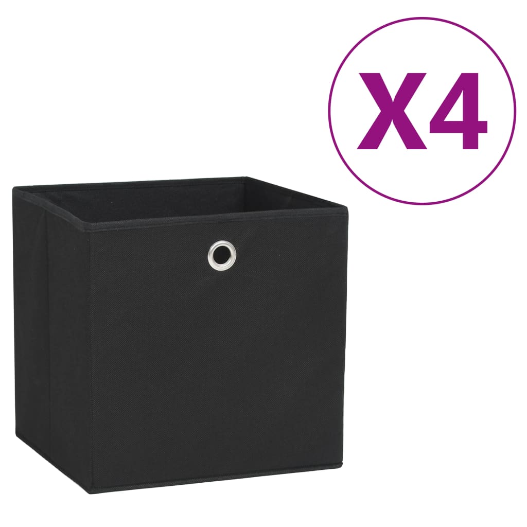 vidaXL Oppbevaringsbokser 4 stk ikke-vevet stoff 28x28x28 cm svart