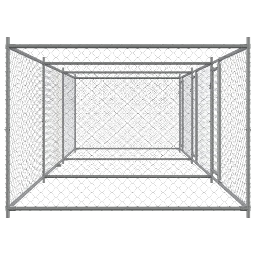 vidaXL Hundebur med dører grå 6x2x1,5 m galvanisert stål