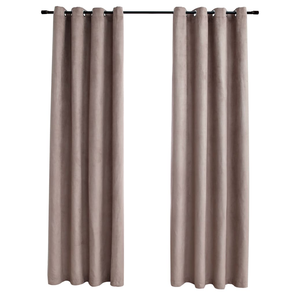 vidaXL Lystette gardiner med metallringer 2 stk gråbrun 140x245 cm