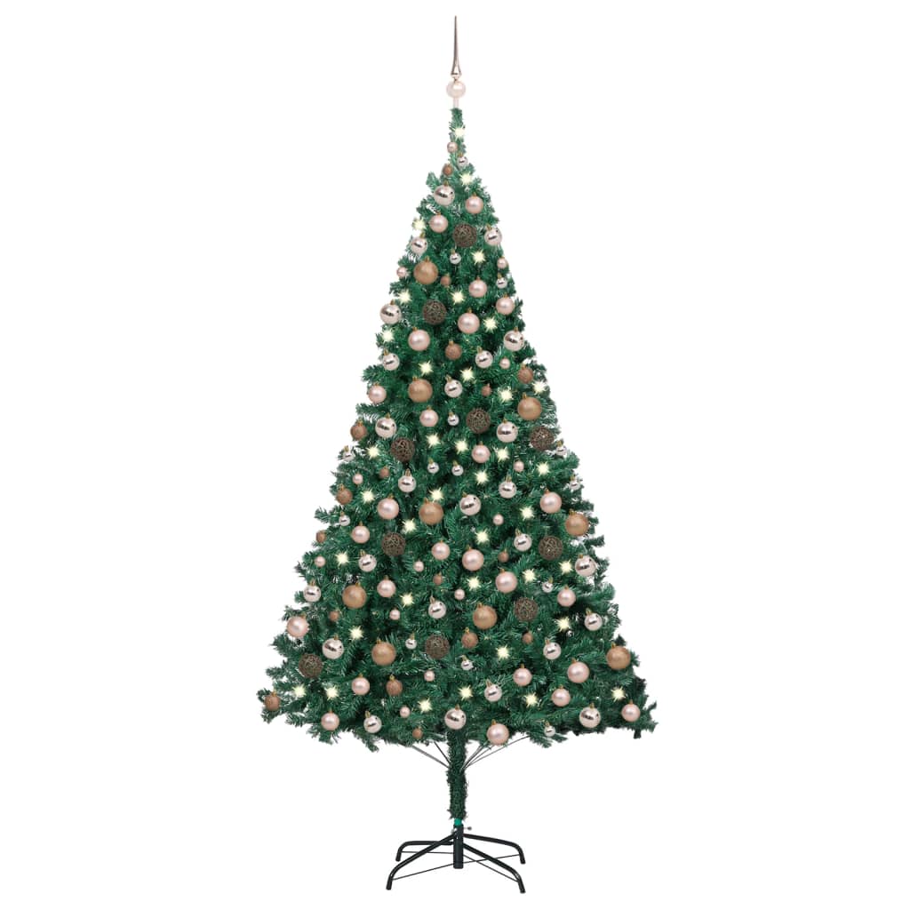 vidaXL Kunstig juletre med LED og kulesett i grønn 210 cm PVC