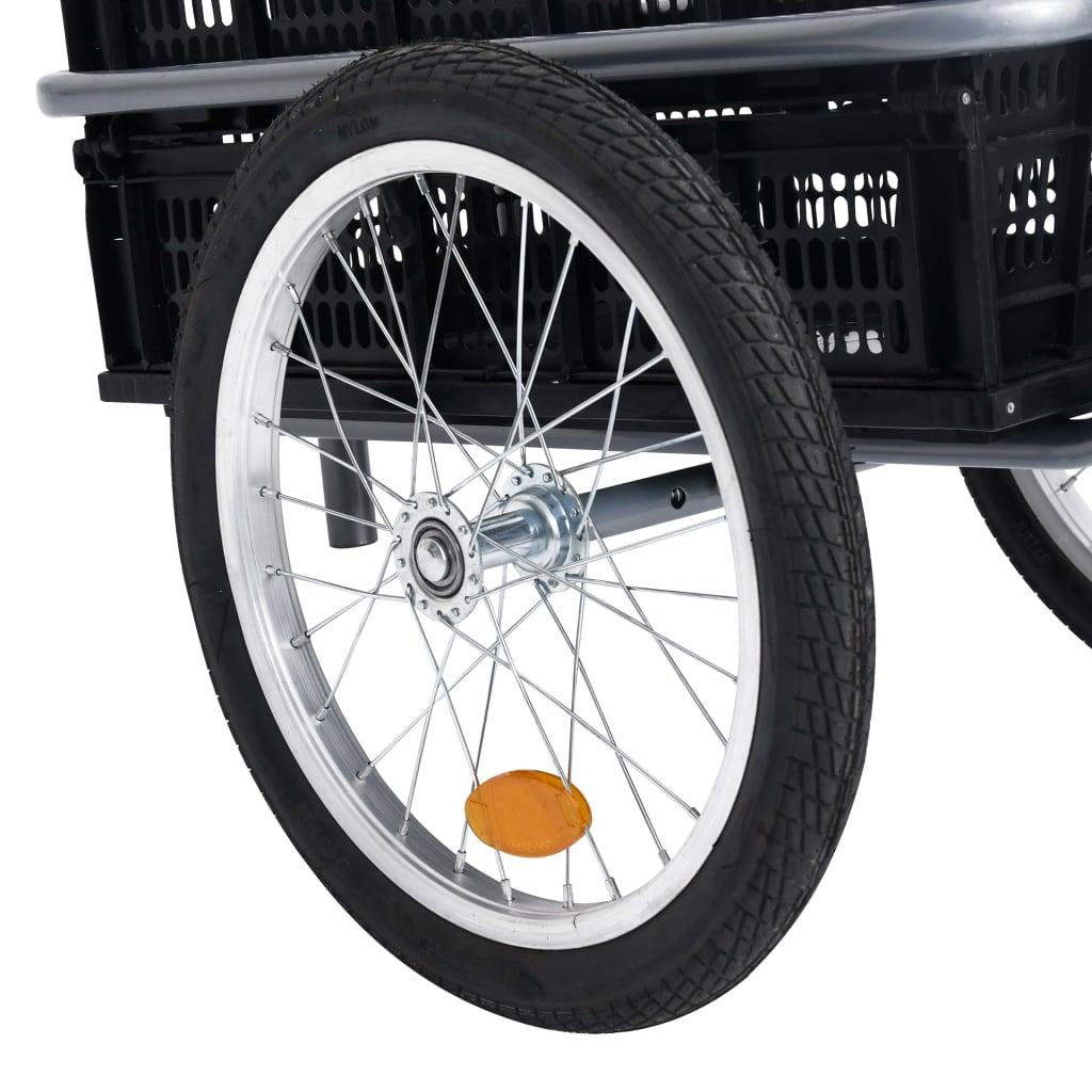 vidaXL Sykkeltilhenger med 50 L sammenleggbar transportboks grå 60 kg