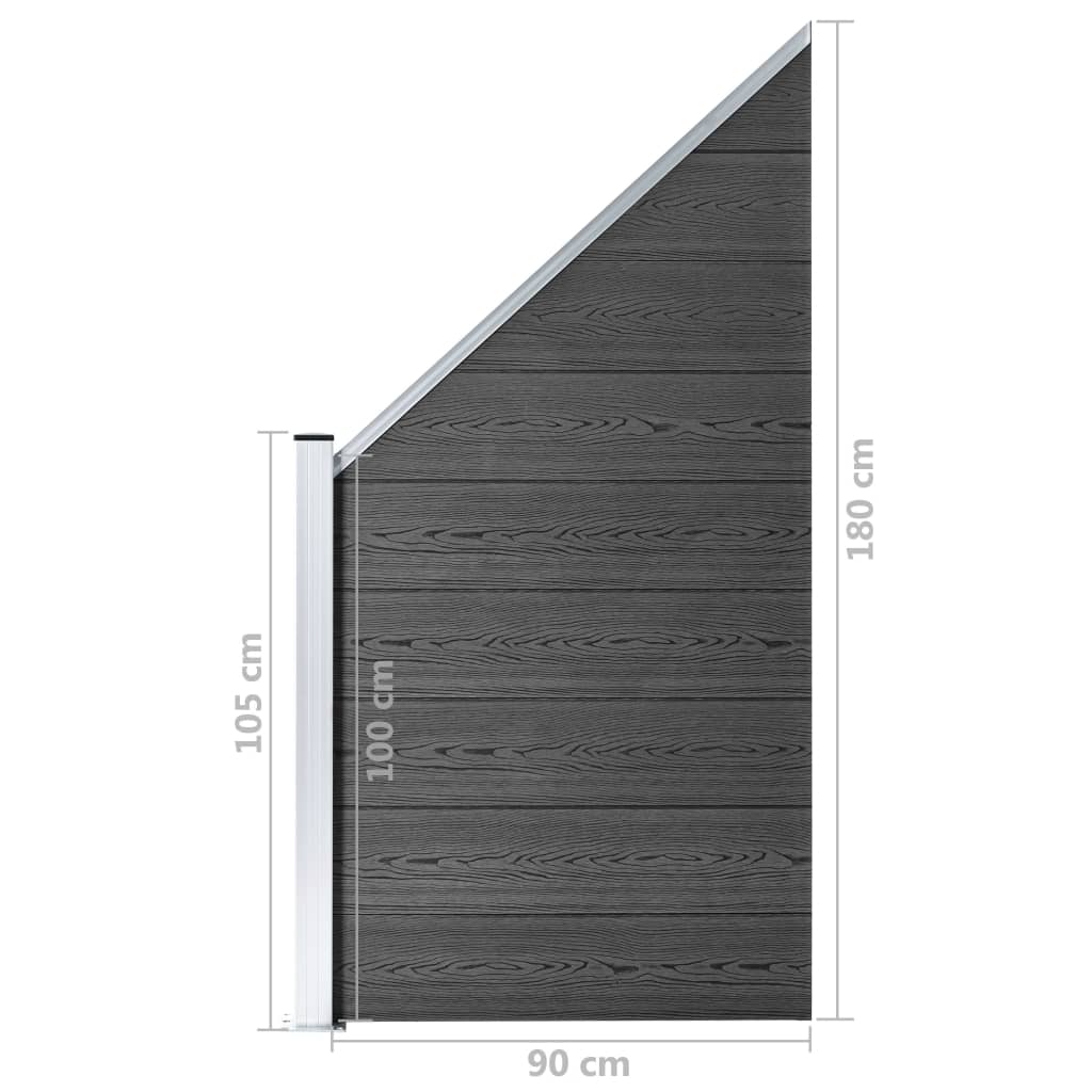 vidaXL Gjerdepanelsett WPC 446x(105-186) cm svart