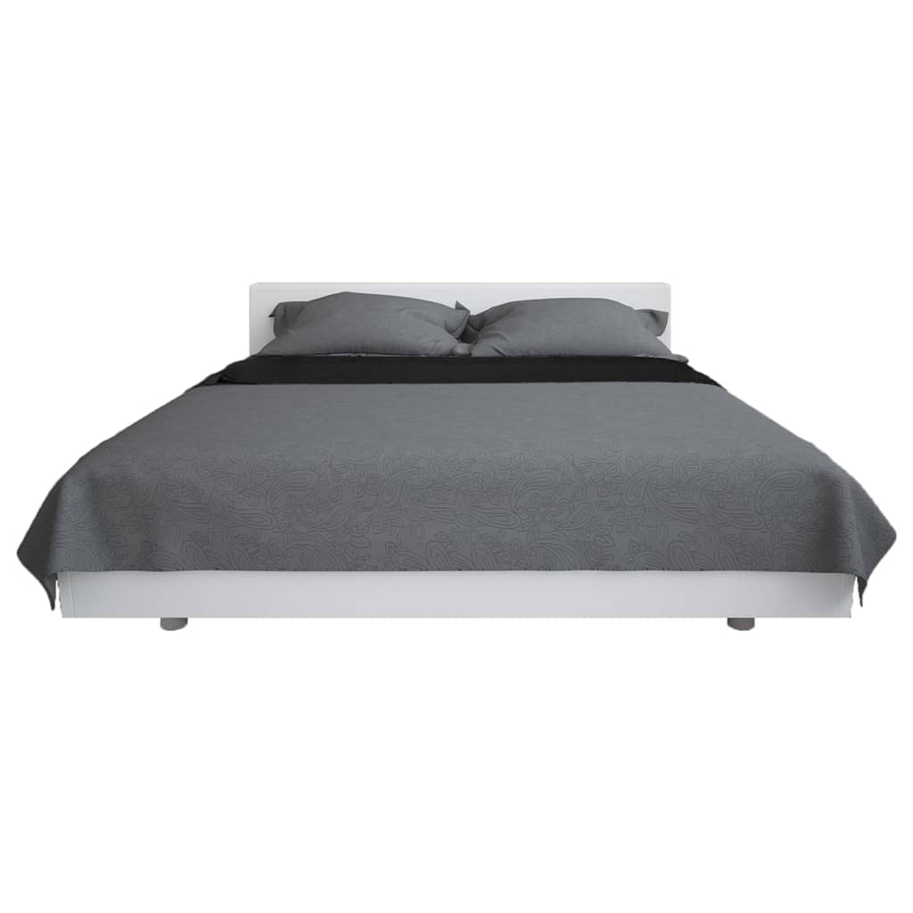 vidaXL Dobbeltsidig vattert sengeteppe 230x260 cm grå og svart