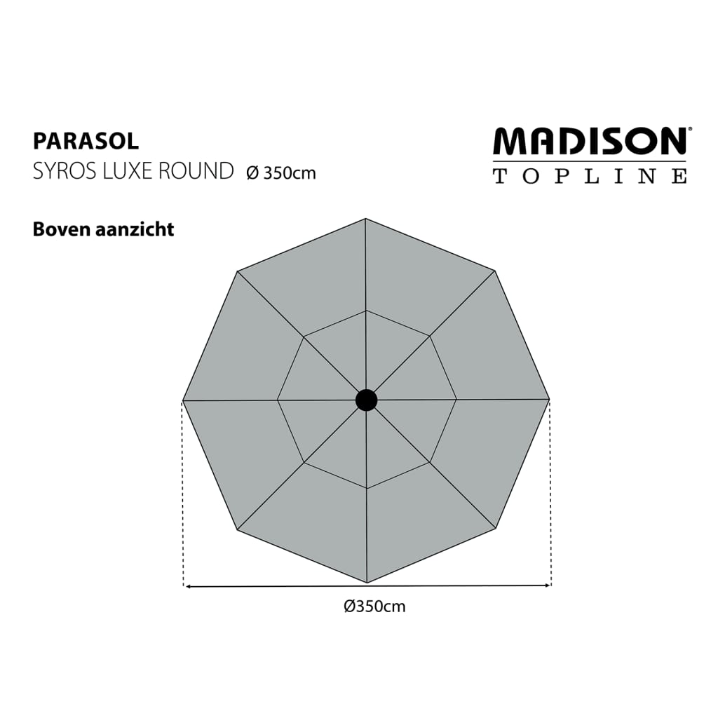 Madison Parasoll Syros Luxe 350 cm rund grå