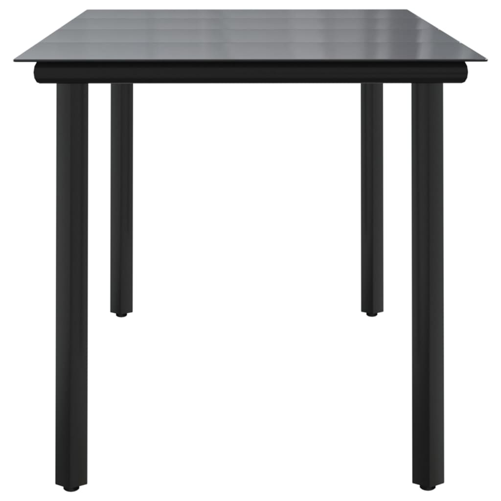 vidaXL Utendørs spisebord svart 160x80x74cm stål og herdet glass