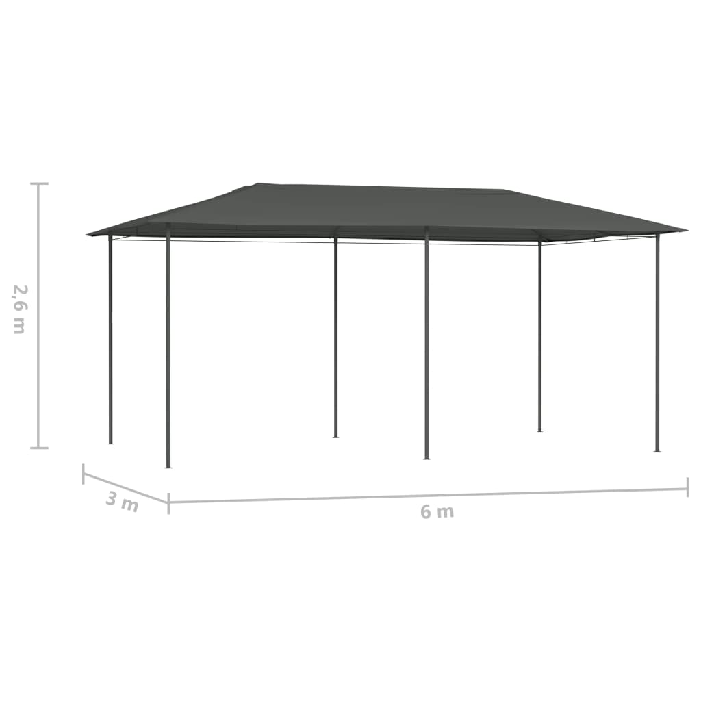 vidaXL Paviljong 3x6x2,6 m antrasitt 160 g/m²