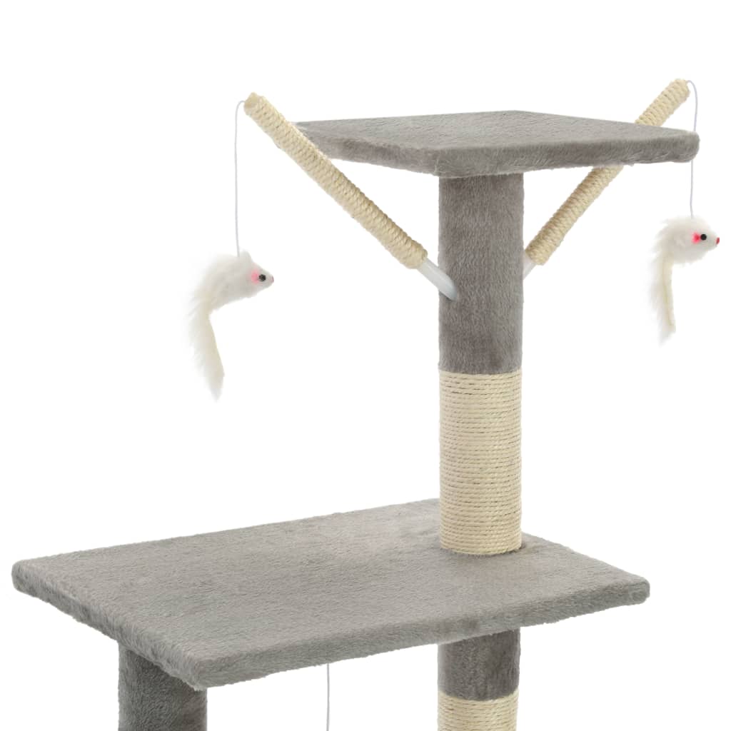 vidaXL Kattetre med klorestolper i sisal 138 cm grå