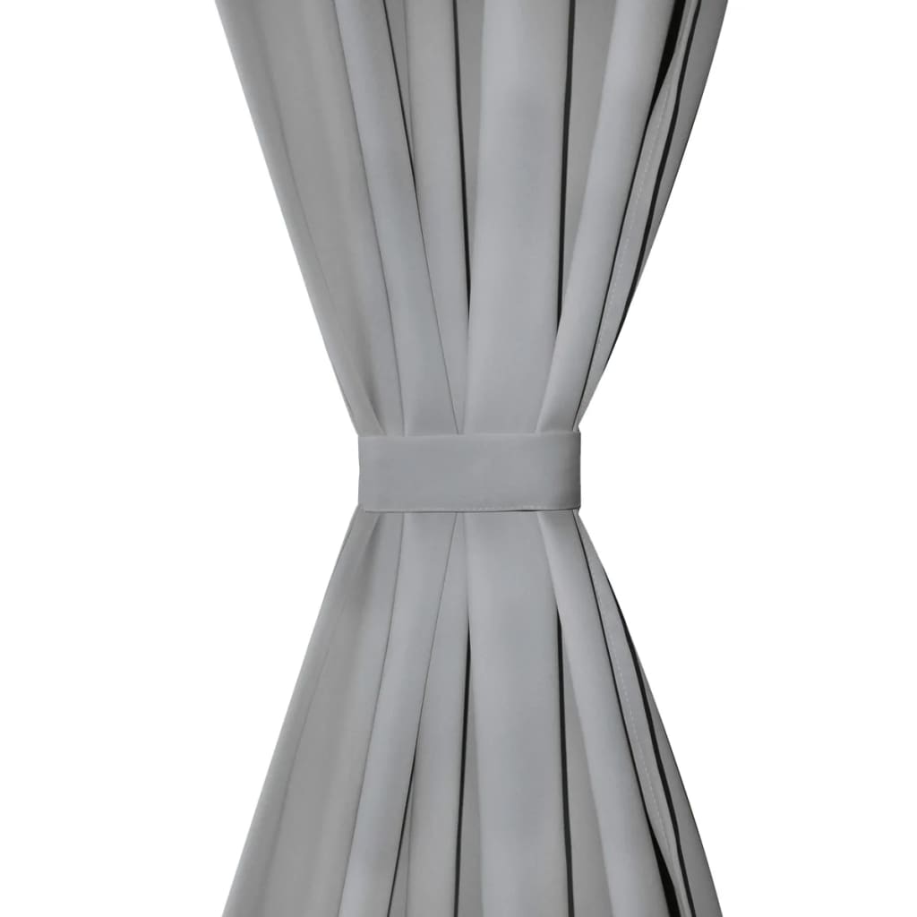 vidaXL Mikrosateng gardiner med hemper 2 stk 140x225 cm grå