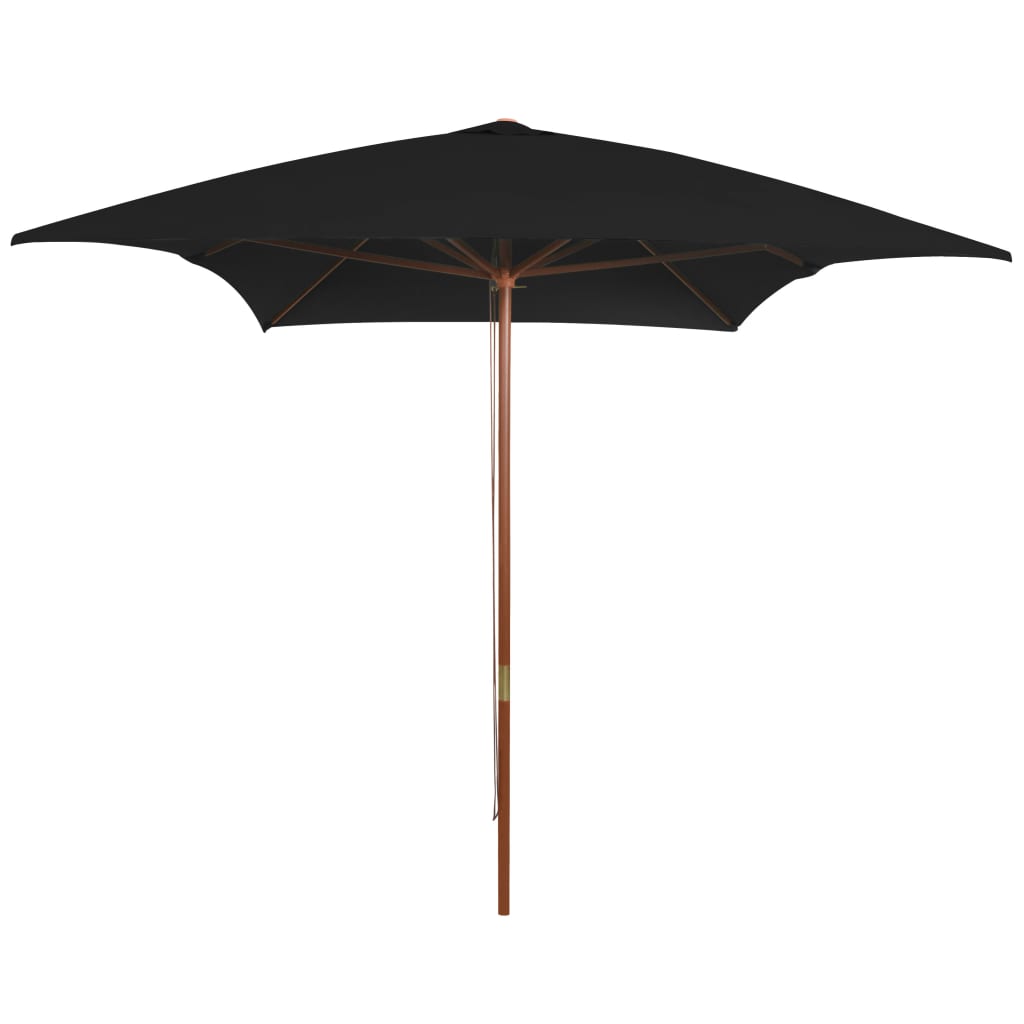 vidaXL Utendørs parasoll med trestang svart 200x300 cm