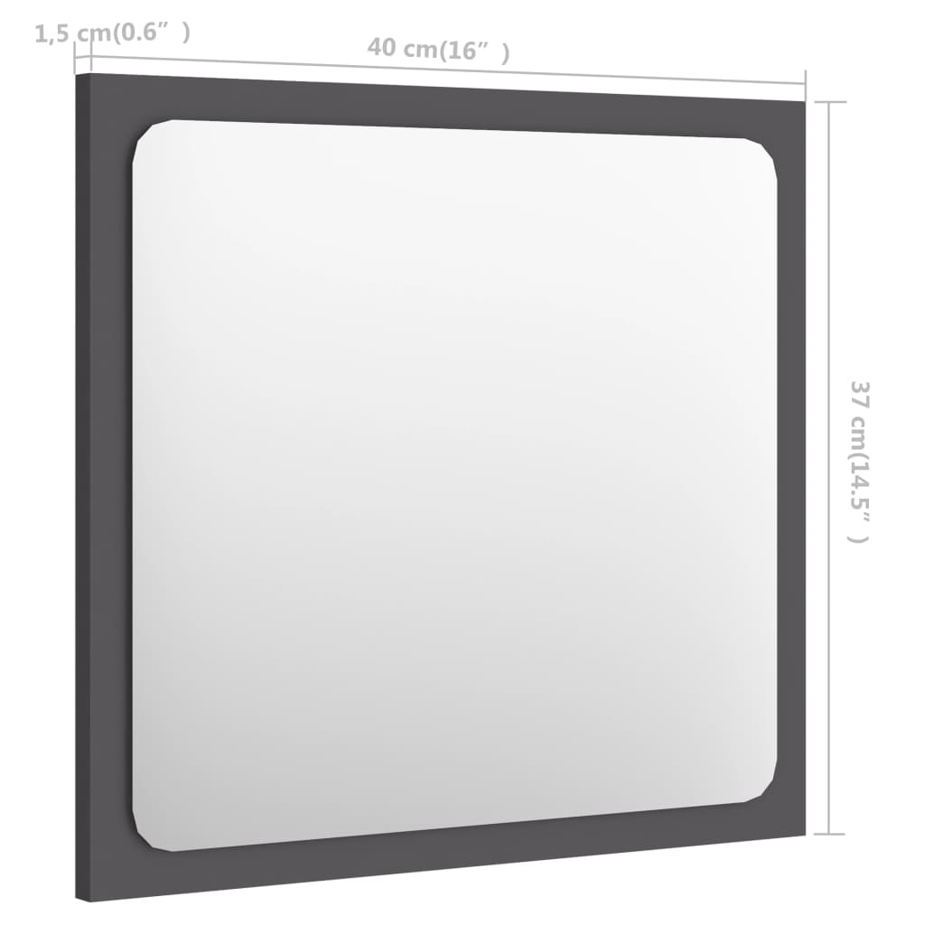 vidaXL Baderomsspeil grå 40x1,5x37 cm sponplate