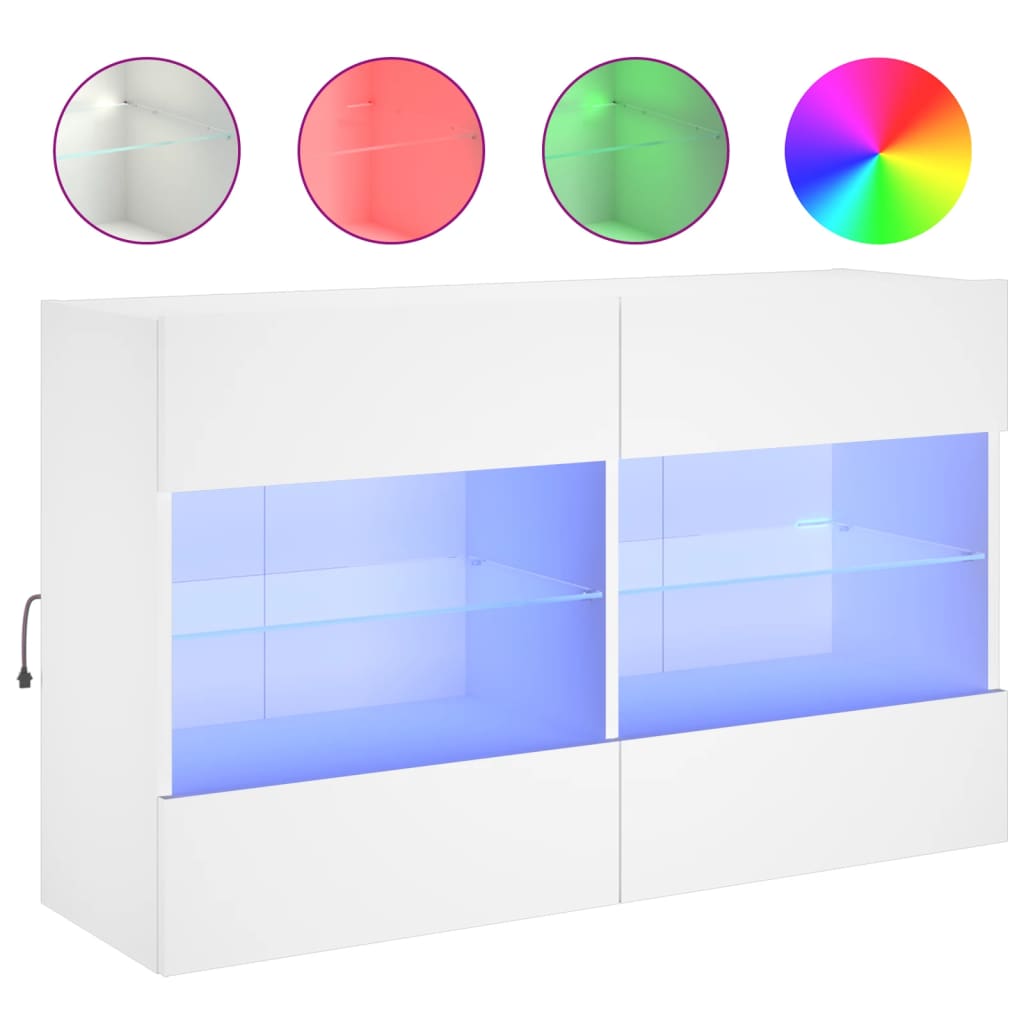 vidaXL Vegghengt TV-benk med LED hvit 98,5x30x60,5 cm