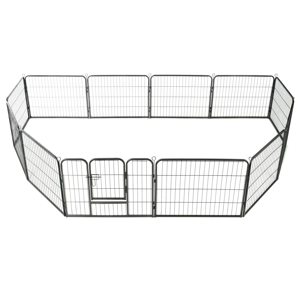 vidaXL Hundegrind 12 paneler stål 80x60 cm svart