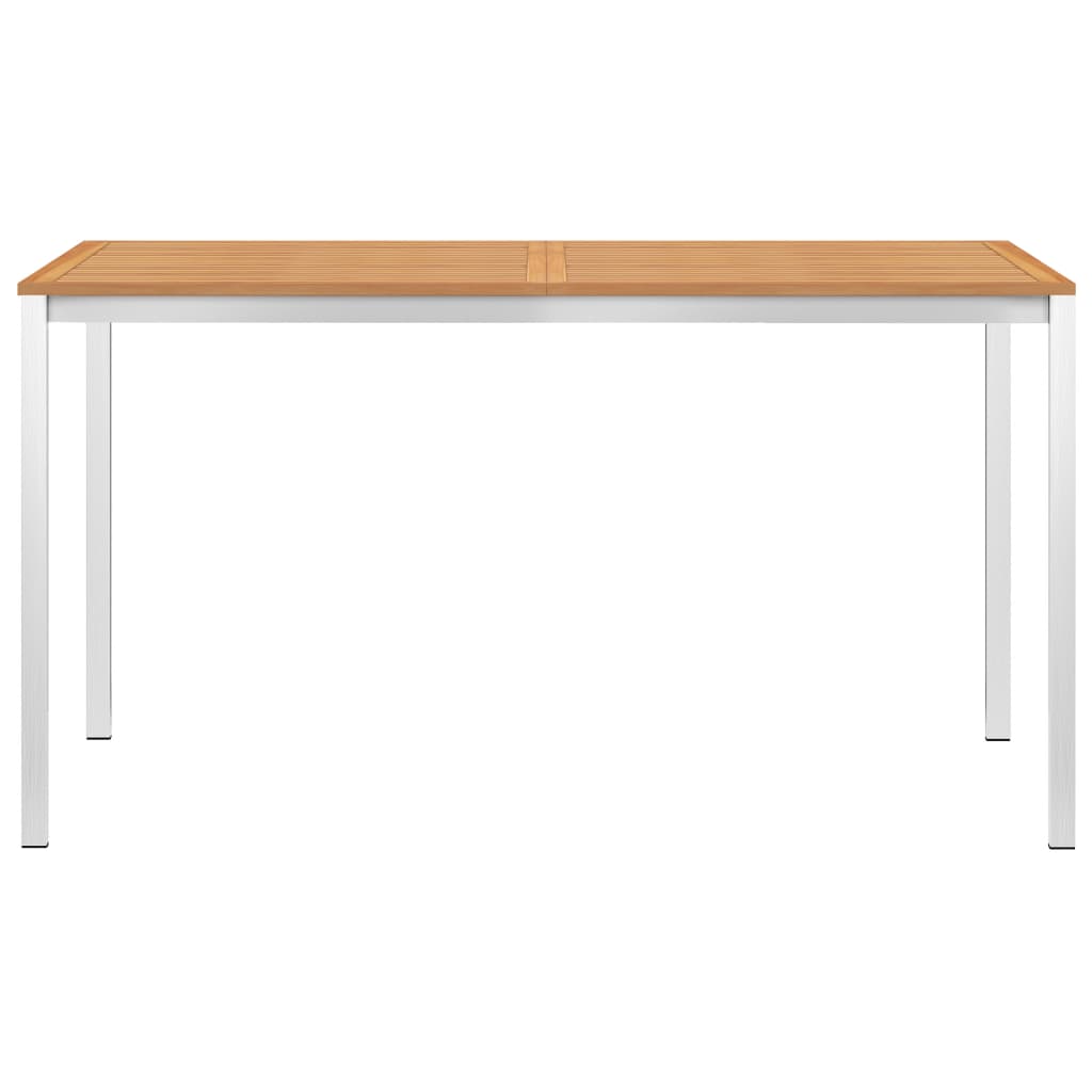 vidaXL Spisebord til hage 140x80x75 cm heltre teak og rustfritt stål