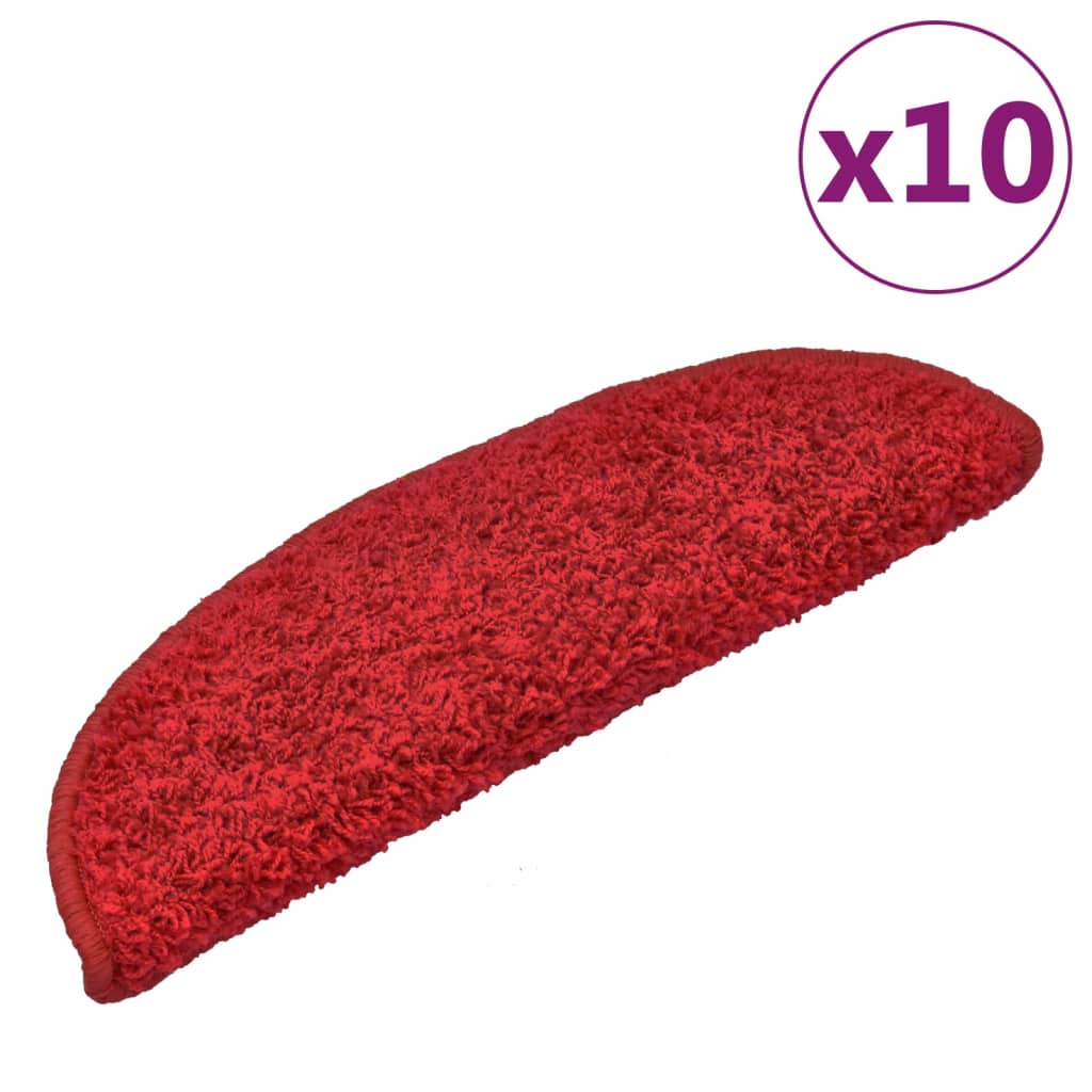vidaXL Trappematter 10 stk 65x25 cm rød