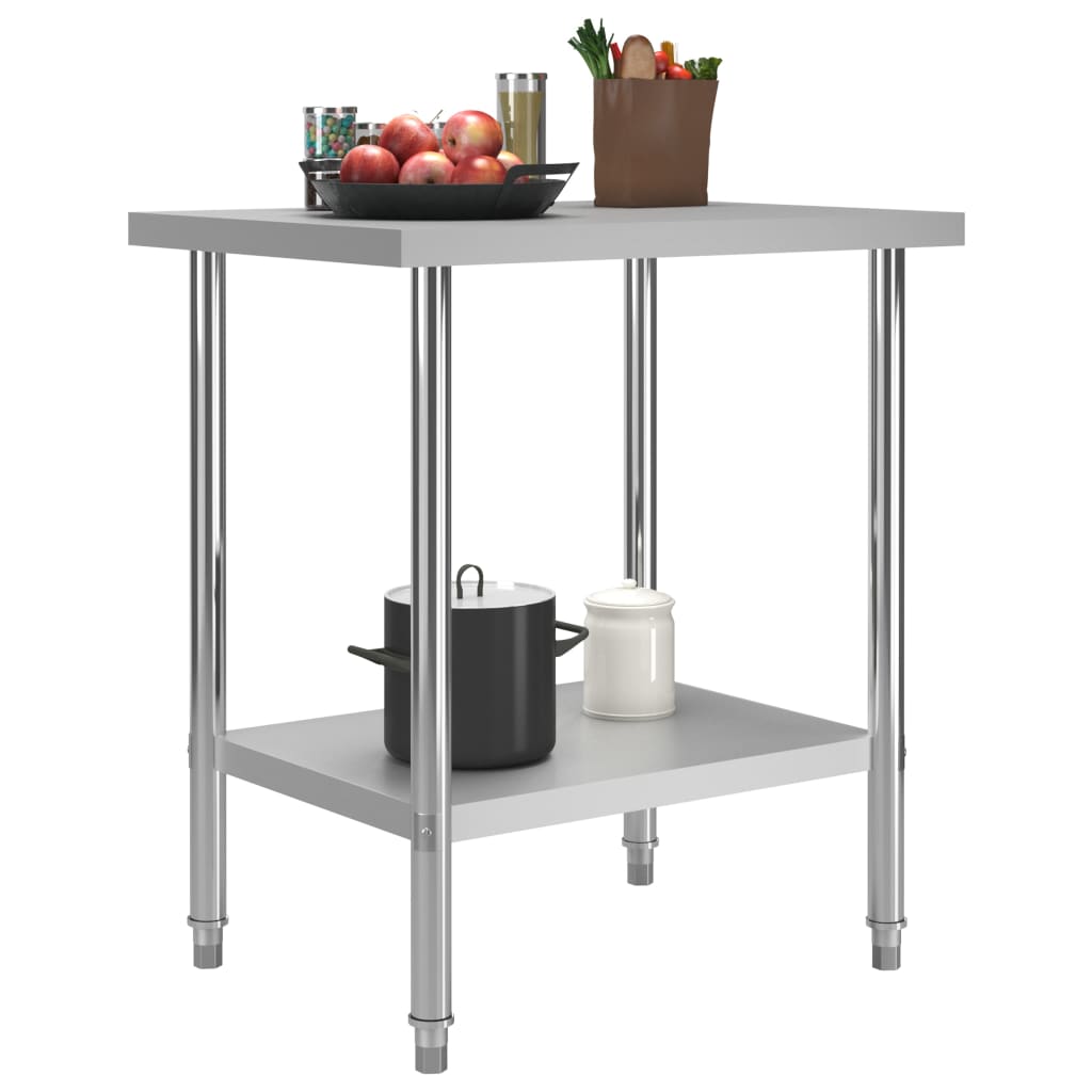 vidaXL Arbeidsbord for kjøkken 80x60x85 cm rustfritt stål