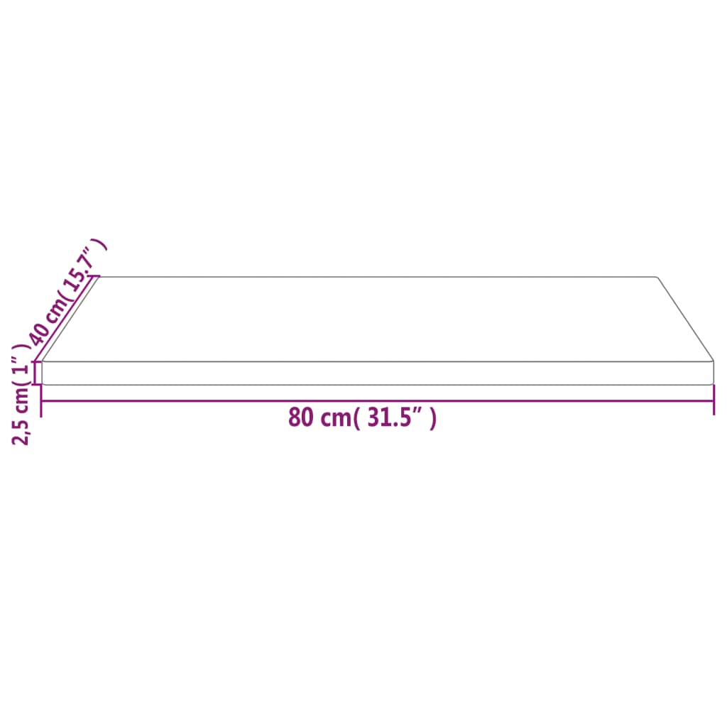 vidaXL Skrivebord 80x40x2,5 cm heltre furu