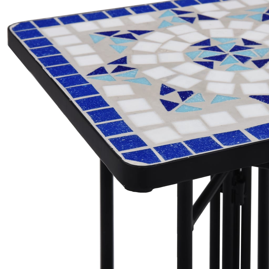 vidaXL Sidebord med mosaikkmønster blå og hvit keramikk