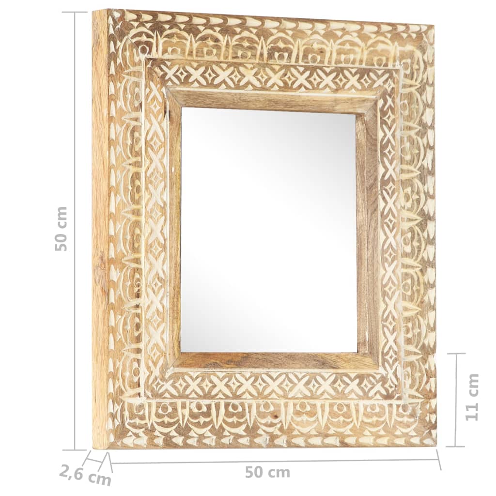vidaXL Håndskåret speil 50x50x2,6 cm heltre mango