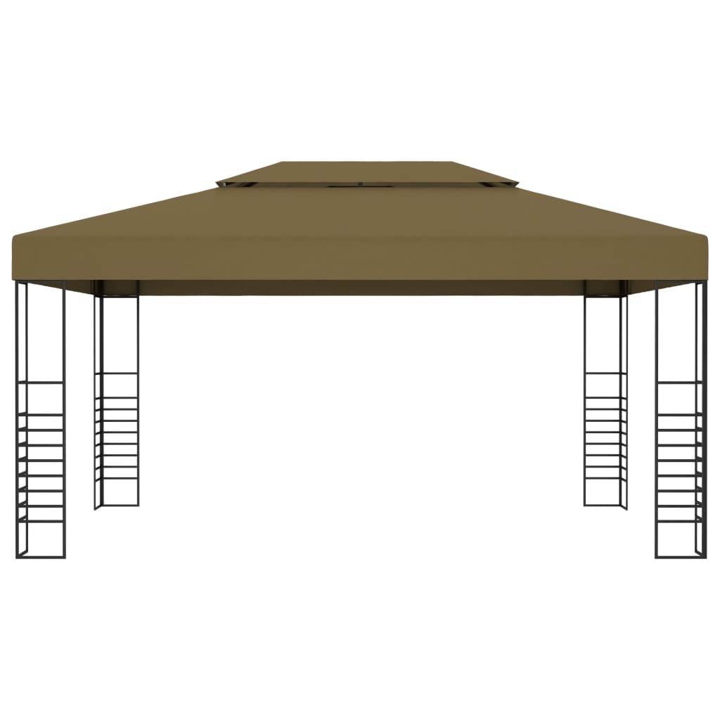 vidaXL Paviljong med LED-lysslynge 3x4 m gråbrun
