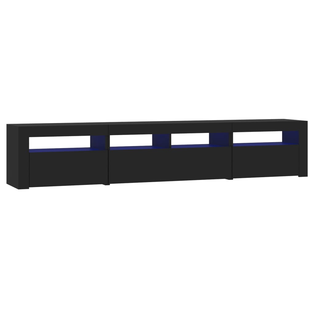 vidaXL TV-benk med LED-lys svart 210x35x40 cm