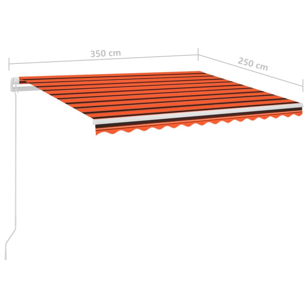 vidaXL Automatisk markise med LED og vindsensor 3,5x2,5 m oransje brun