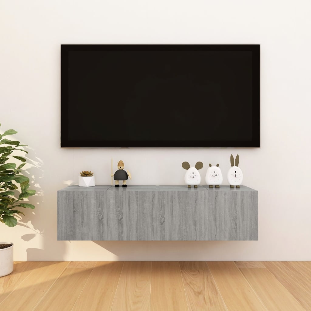 vidaXL Vegghengte TV-benker 4 stk grå sonoma 30,5x30x30 cm