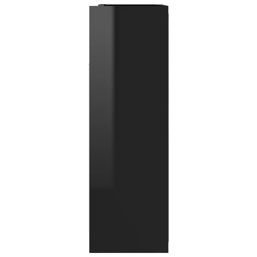 vidaXL Speilskap til baderom høyglans svart 62,5x20,5x64 cm sponplate