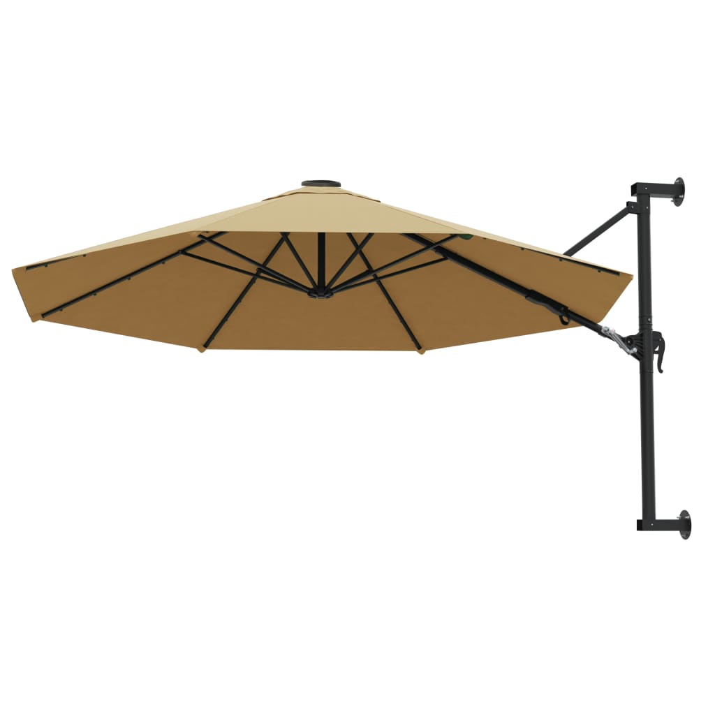 vidaXL Veggmontert parasoll med stålstang 300 cm gråbrun