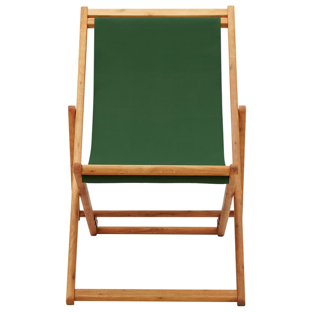 vidaXL Sammenleggbar strandstol eukalyptus og stoff grønn