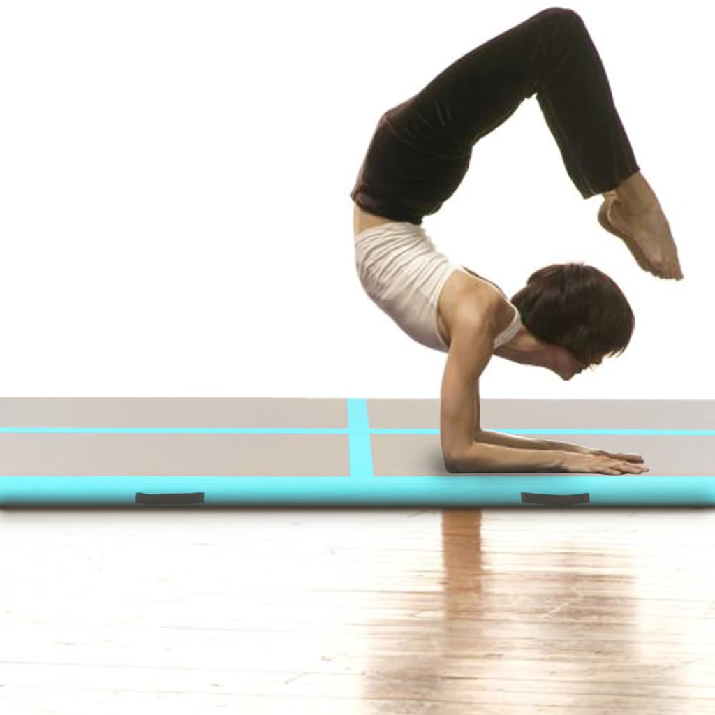 vidaXL Oppblåsbar gymnastikkmatte med pumpe 800x100x10 cm PVC grønn
