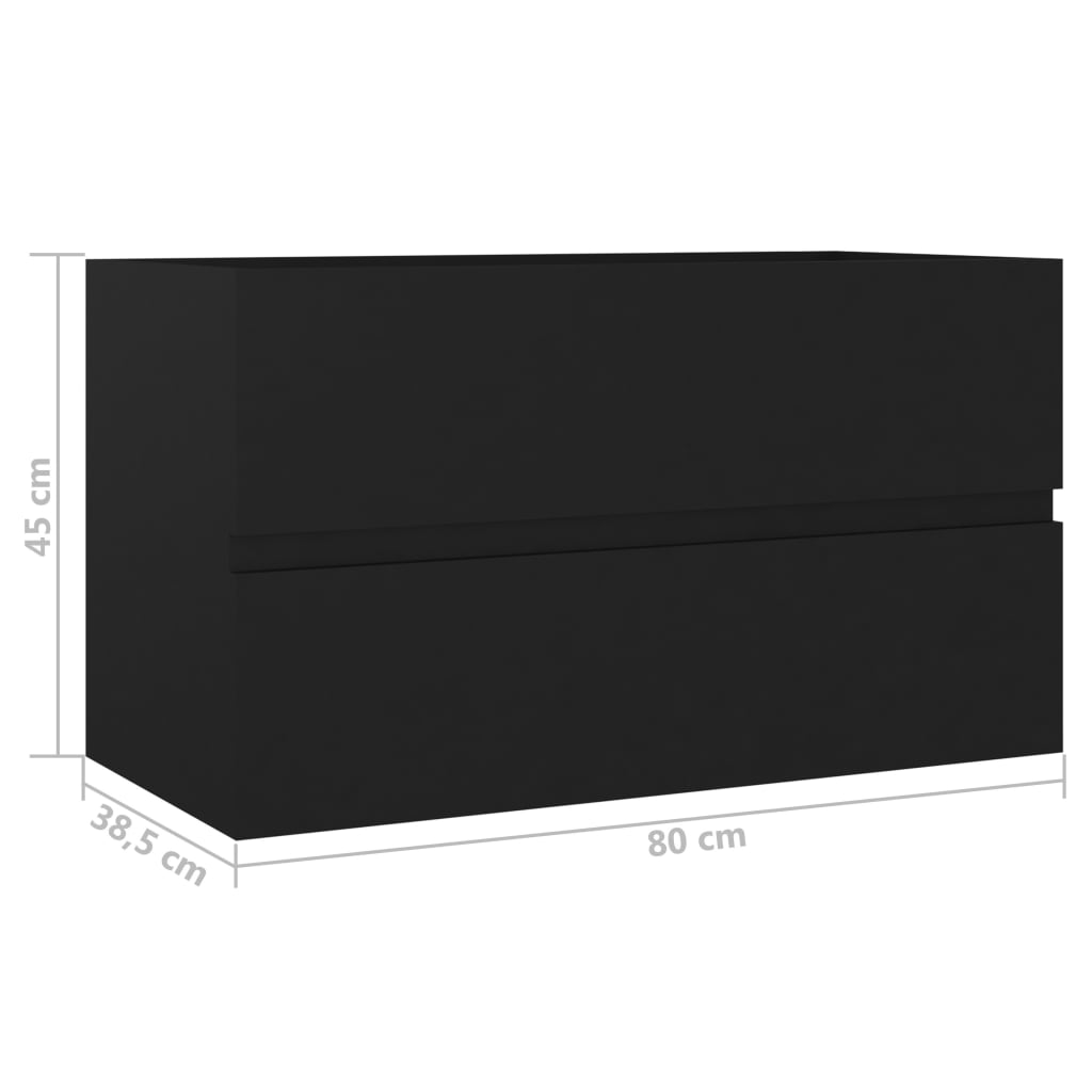 vidaXL Servantskap svart 80x38,5x45 cm sponplate