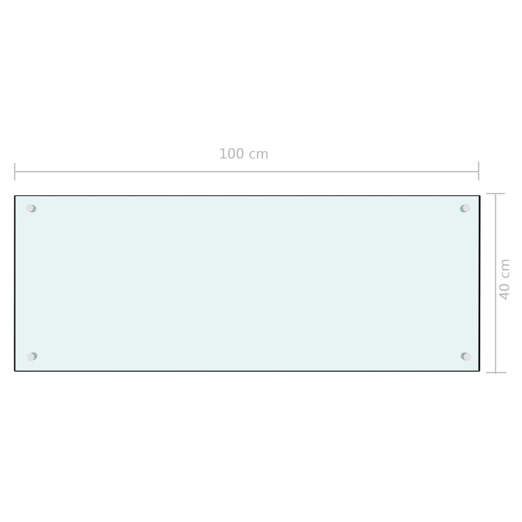 vidaXL Kjøkkenplate hvit 100x40 cm herdet glass