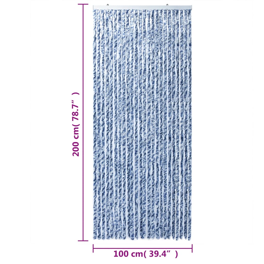 vidaXL Fluegardin blå og hvit 100x200 cm chenille