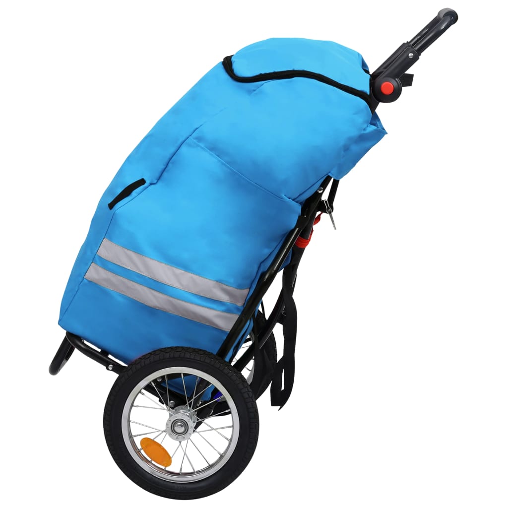 vidaXL Foldbar sykkeltilhenger med dagligvaresekk blå og svart