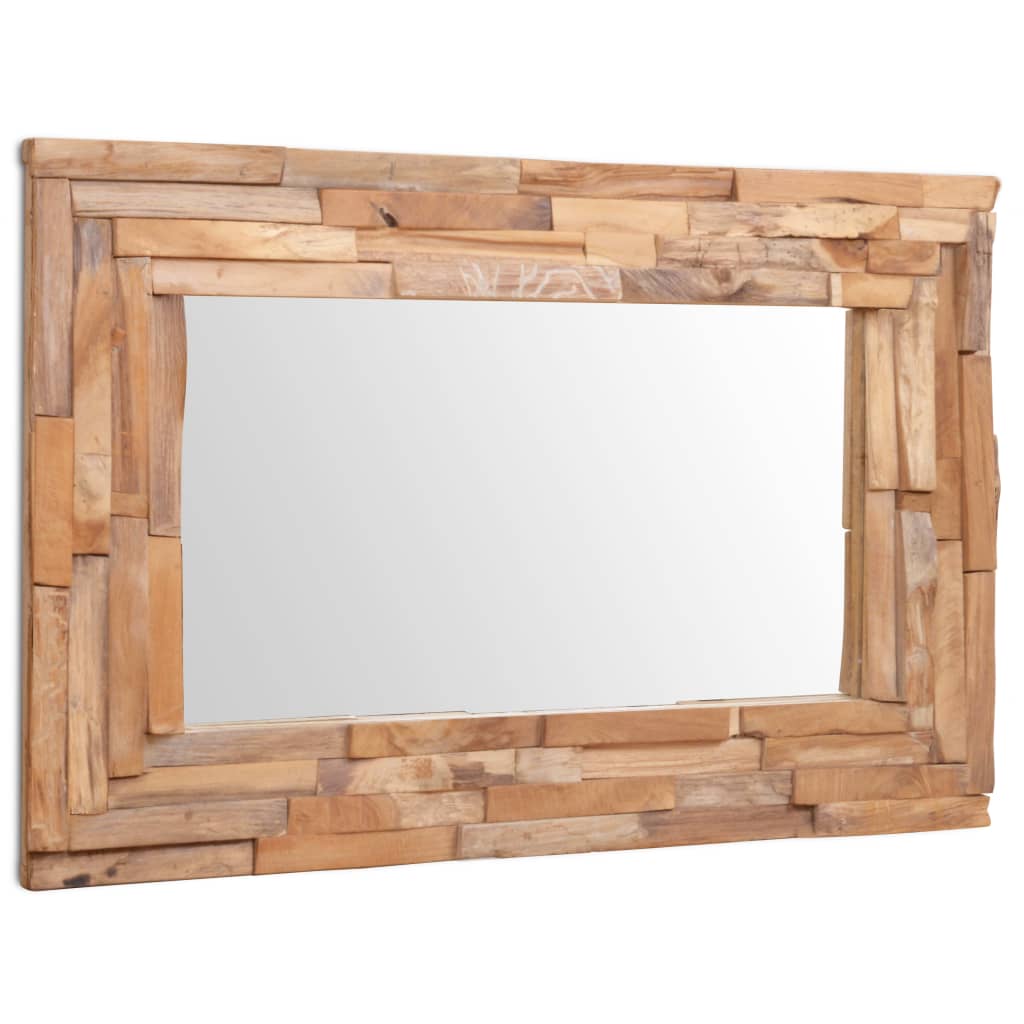 vidaXL Dekorativt speil teak 90x60 cm rektangulært