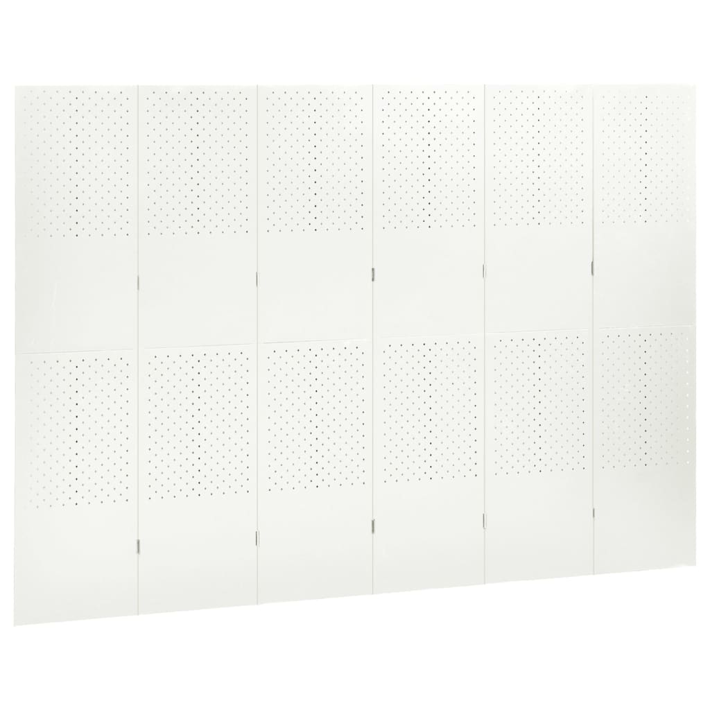 vidaXL Romdeler 6 paneler 2 stk hvit 240x180 cm stål