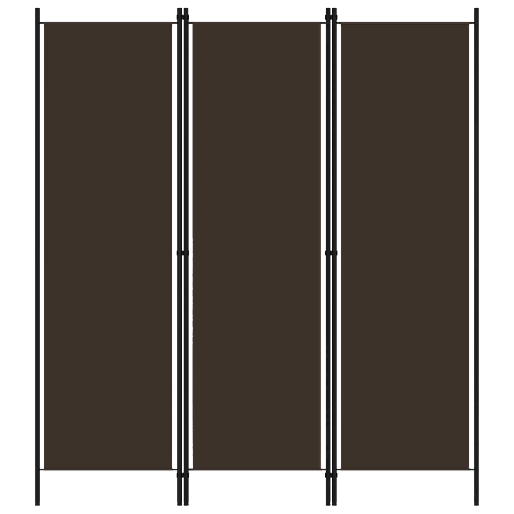 vidaXL Romdeler 3 paneler brun 150x180 cm