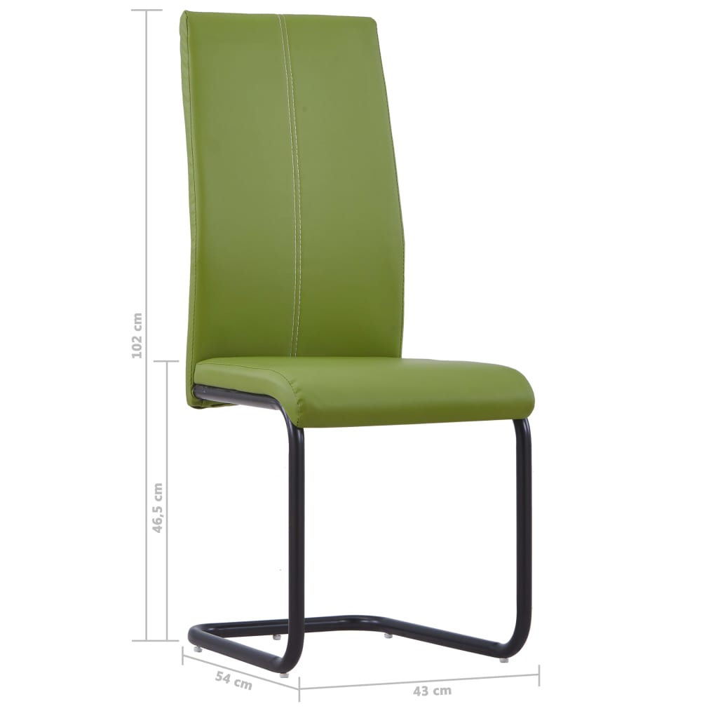 vidaXL Frittbærende spisestoler 4 stk grønn kunstig skinn