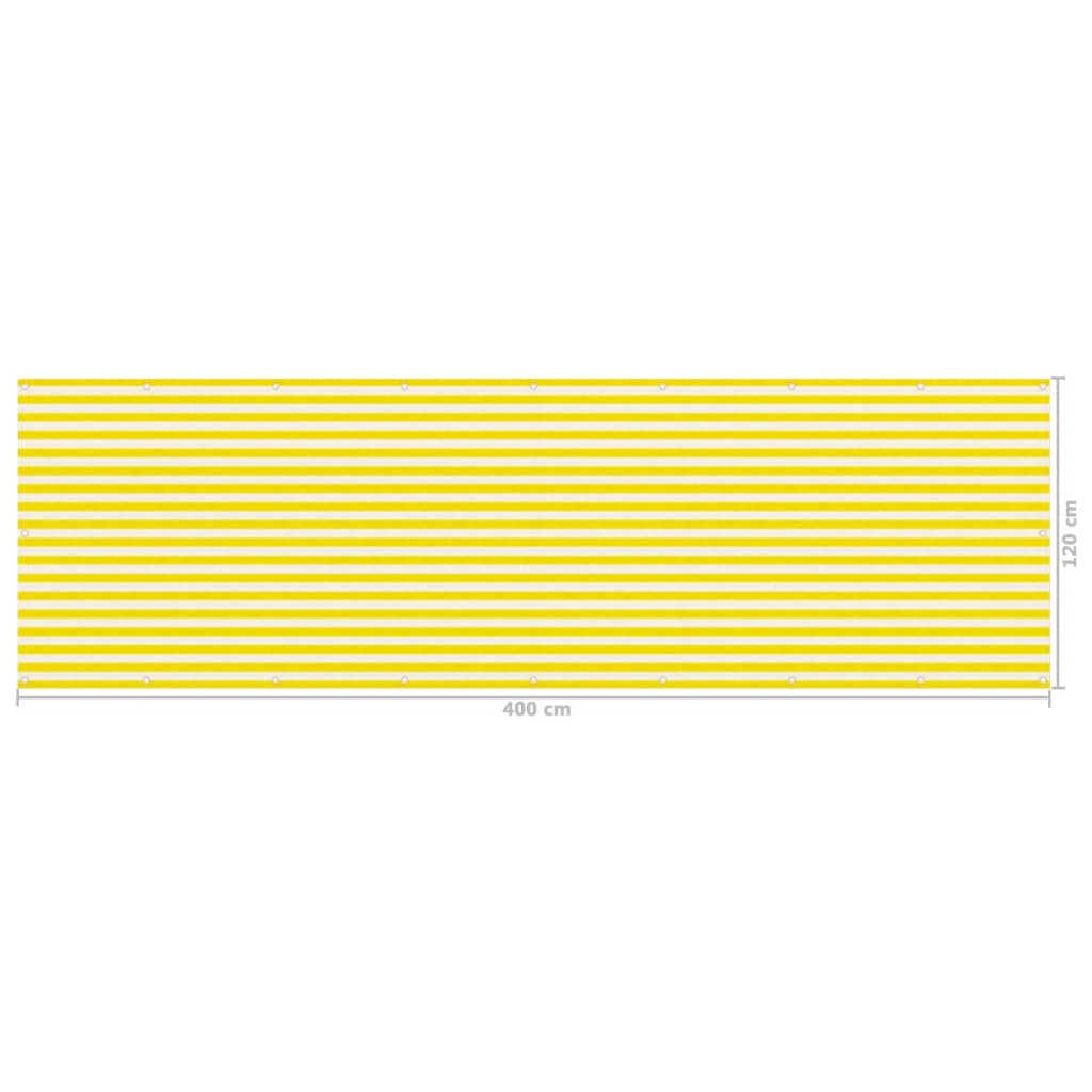 vidaXL Balkongskjerm gul og hvit 120x400 cm HDPE