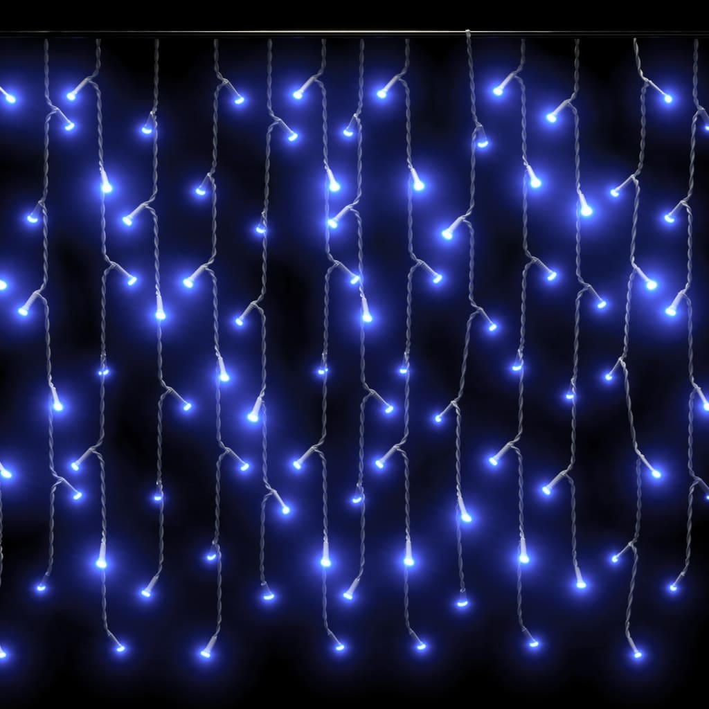 vidaXL LED-lysgardin med istapper 10 m 400 LED blå 8 funksjoner