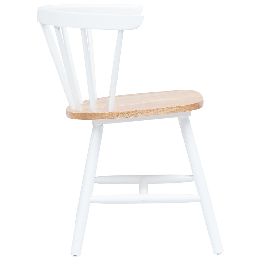 vidaXL Spisestoler 2 stk hvit og lys run heltre gummitre